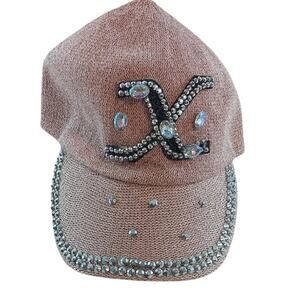 Pink Hat With Rhinestone Detailing